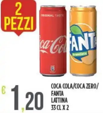 Euroesse Coca Cola/ Coca Zero/Fanta Lattina 33 cl x 2 offerta