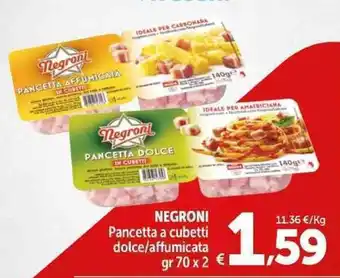 Carrefour Market Negroni Pancetta a Cubetti Dolce/Affumicata 70gr x 2 offerta