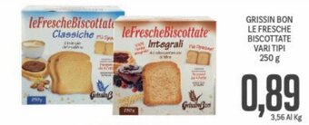 Supermercati Piccolo Grissin Bon Le Fresche Biscottate vari tipi 250 g offerta