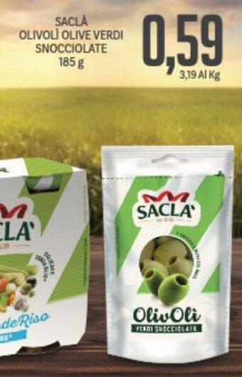 Supermercati Piccolo Saclà Olivolì Olive Verdi Snocciolate 185 g offerta