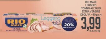Supermercati Piccolo Rio Mare Leggero Tonno All'Olio Extra Vergine di Oliva - 60 g x 4 offerta