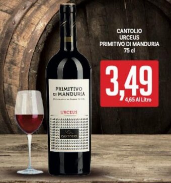 Supermercati Piccolo Cantolio Urceus Primitivo di Manduria 75 cl offerta