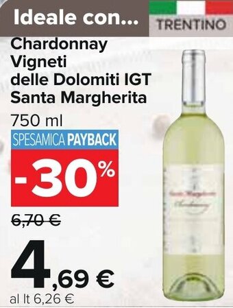 Carrefour Santa Margherita Chardonnay Vigneti delle Dolomiti IGT 750 ml offerta