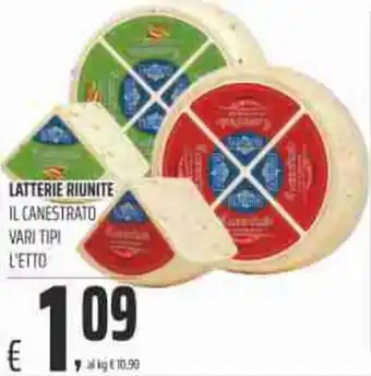 Coop Latterie Riunite IL Canestrato vari tipi offerta