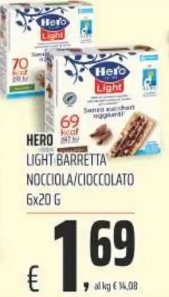 Coop Hero Light Barretta Nocciola/Ciocccolato 6x20 g offerta