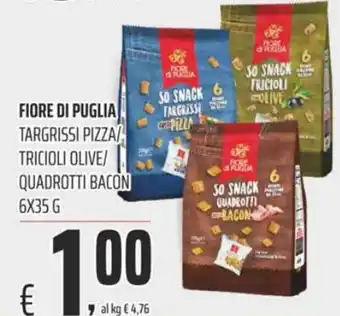 Coop Fiore di Puglia Targrissi Pizza/Triciole Olive/Quadrotti Bacon 6x35 g offerta