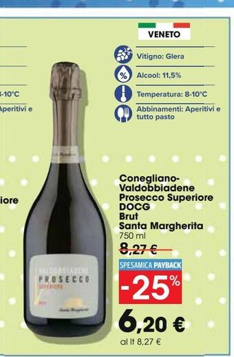 Carrefour Iper Conegliano-valdobbiadene prosecco superiore docg brut santa margherita offerta