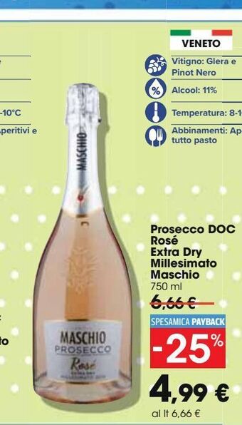 Prosecco doc rosè extra dry millesimato maschio