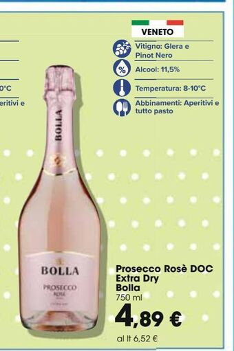 Prosecco rosè doc extra dry bolla