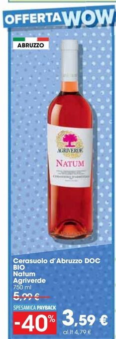 Cerasuolo d'abruzzo doc bio natum agriverde