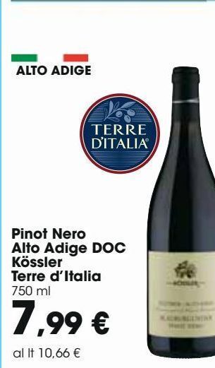 Carrefour Iper Pinot nero alto adige doc kossler terre d'italia offerta