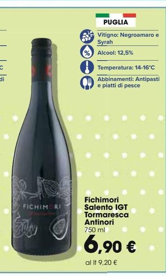 Carrefour Iper Fichimori salento igt tormaresca antinori offerta
