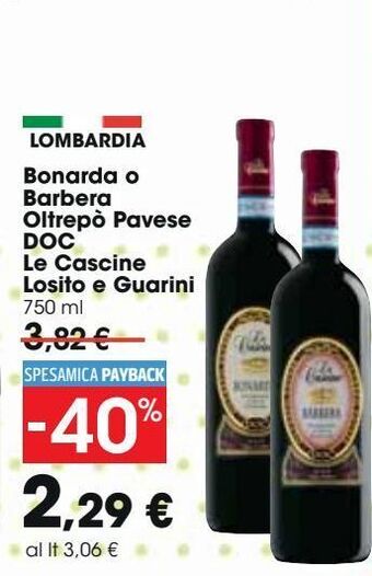 Carrefour Iper Bonarda o barbera oltrepò pavese doc le cascine losito e guarini offerta
