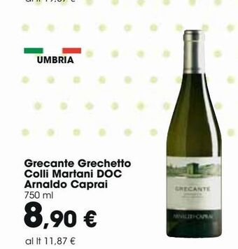 Carrefour Iper Grecante grechetto colli martani doc arnaldo caprai offerta