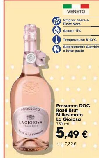 Prosecco doc rosé brut millesimato la gioiosa