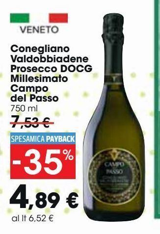 Carrefour Market Conegliano valdobbiadene prosecco docg millesimato campo del passo offerta