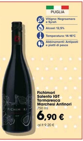 Carrefour Market Fichimori salento igt tormaresca marchesi antinori offerta