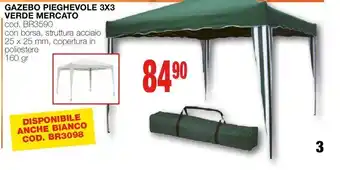 Gazebo pieghevole 3x3 verde mercato