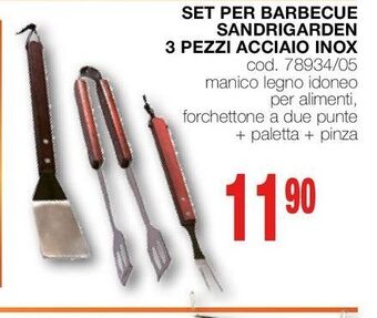 Mondo Brico Set per barbecue sandrigarden 3 pezzi acciaio inox offerta
