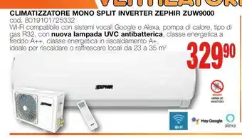 Mondo Brico Climatizzatore monosplit inverter zephir zuw9000 offerta