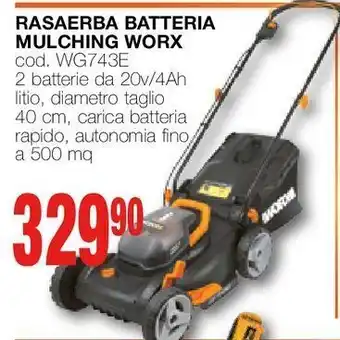Mondo Brico Rasaerba batteria mulching worx offerta
