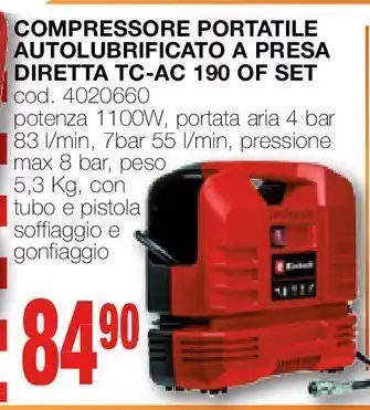 Mondo Brico Compressore portatile autolubrificato a presa diretta offerta