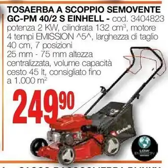 Mondo Brico Tosaerba a scoppio semovente gc-pm 40/2 s einhell offerta