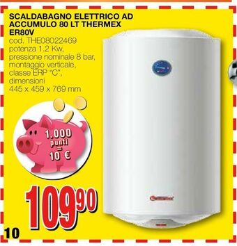 Scaldabagno elettrico ad accumulo 80 lt thermex er80v