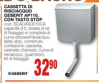 Cassetta di risciacquo geberit ap110, con tasto stop