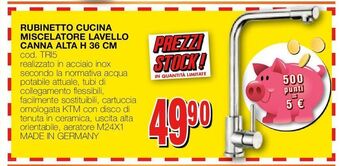 Mondo Brico Rubinetto cucina miscelatore lavello canna alta h 36 cm offerta