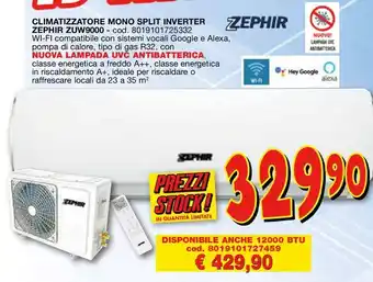 Climatizzatore mono split inverter zephir