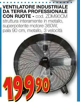 Ventilatore industriale da terra professionale con ruote