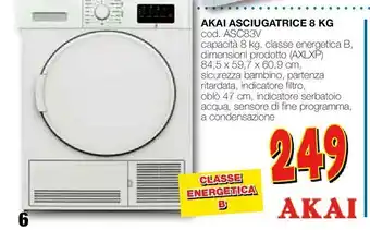 Mondo Brico Akai asciugatrice 8 kg offerta