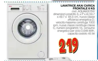 Mondo Brico Lavatrice akai carica frontale offerta