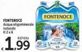 Carrefour Market Fontenoce Acqua Aligominerale Naturale 2lt x 6 offerta