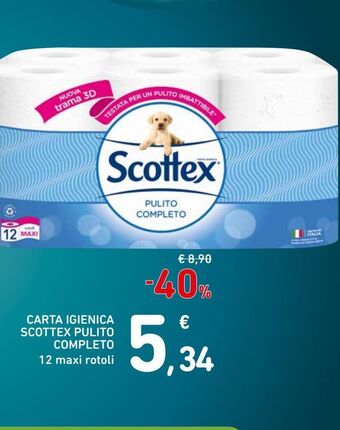 Spazio Conad Carta igienica scottex pulito completo 12 maxi rotoli offerta