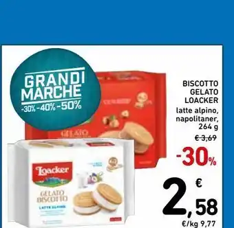 Spazio Conad Biscotti gelati loacker latte alpino, napolitaner 264g offerta