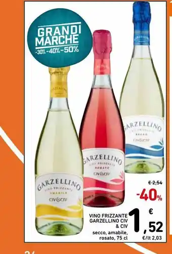Spazio Conad Vino frizzante garzellino civ & civ secco, amabile, rosato 75 cl offerta
