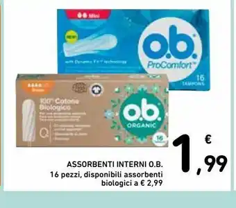 Spazio Conad Assorbenti interni o.b. 16 pz offerta
