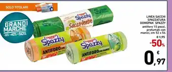 Spazio Conad Linea sacchi spazzatura domopak spazzy antiforo 15 pz profumati con manici offerta