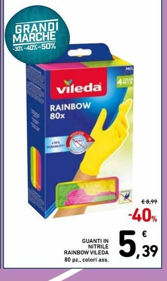 Guanti in nitrile rainbow vileda 80 pz colori ass.
