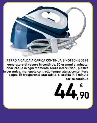 Ferro a caldaia carica continua sinotech gd578