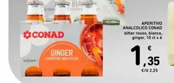 Spazio Conad Aperitivo analcolico conad bitter rosso, bianco, ginger 10cl x6 offerta