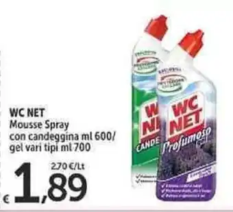 Carrefour Market WC Net Mousse Spray con Candeggina Gel vari tipi 600ml/700ml offerta