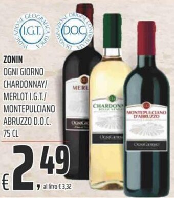 Coop Zonin Ogni Giorno Chardonnay/Merlot I.G.T./Montepulciano Abruzzo D.O.C 75 cl offerta