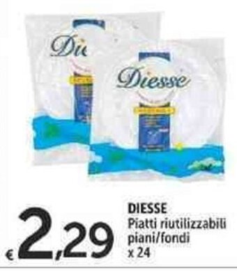 Carrefour Market Diesse Piatti Riutilizzabili Piani/Fondi x 24 offerta