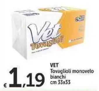 Carrefour Market Vet Tovaglioli Monovelo Bianchi 33cm x 33 offerta