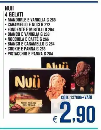Nuii 4 gelati mandorle e vaniglia / caramello e noci / fondente e mirtilli / bianco e vaniglia