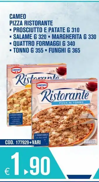Adhoc Cameo pizza ristorante prosciutto e patate / salame / margherita / quattro formaggi / tonno / funghi offerta