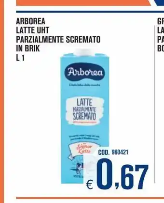 Adhoc Latte parzialmente scremato in brik l 1 arborea offerta